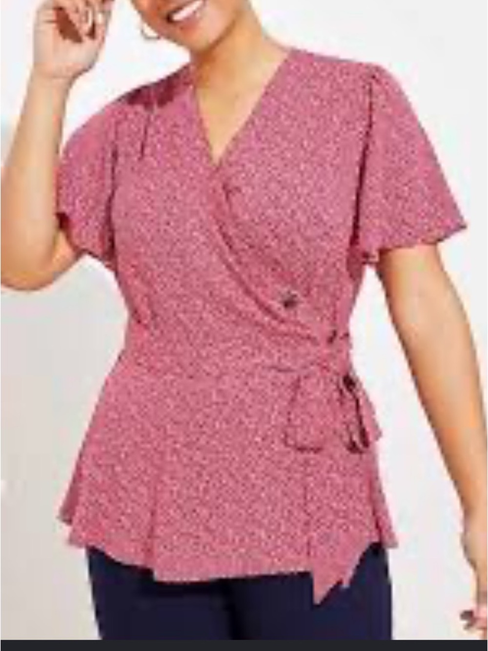 LOFT Dusty Rose Geo Wrap Blouse